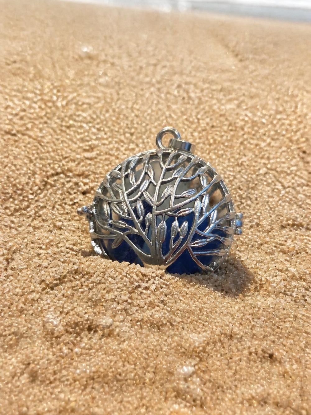 NEW Authentic Atlantic Sea Glass Tree of Life Cage Locket Pendant